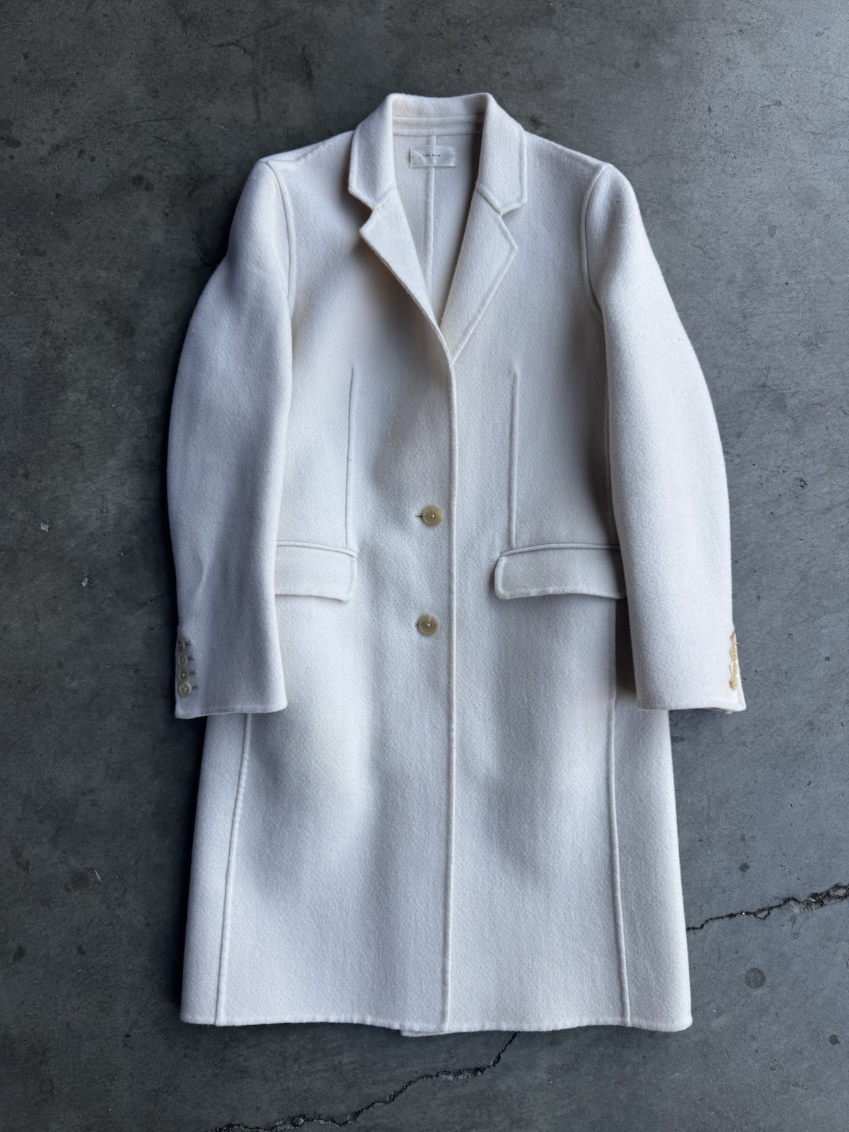 The Row Single Breasted Wool Blend Coat sz 2 Ivory Made in Italy