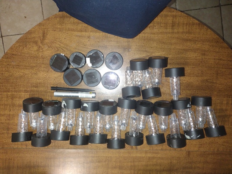 40 Solar Lights Tops Round Dollar Tree Need AAA Rechargeable Batteries