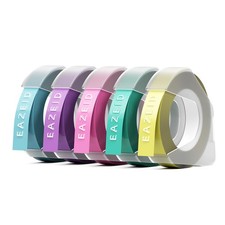 Embossing Label Tapes 5PK | 3/8 Inch Compatible with Dymo | Macaron Colors