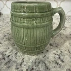 Vintage Early 1920 McCoy Pottery Green Glaze Barrel Mug Cup