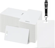 Pack of 500 White PVC Cards with Vertical Slot 3.37 x 2.13 inches, 