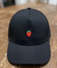 Minimalist Strawberry Embroidered 5-Panel Cap - Cute Fruit Aesthetic Baseball Ha