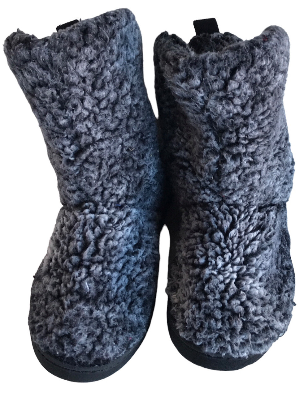 SAOLA Stivaletti slip on piccoli in finto pile sherpa taglia 5 6 grigio slipper scarpa suola gomma