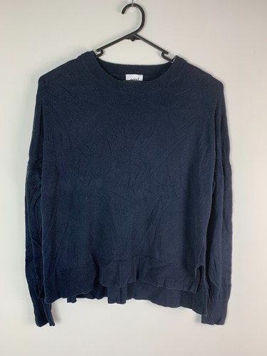 SEED HERITAGE Sweater Size M Navy Blue Cotton Blend Knit Long Sleeve Crew Neck