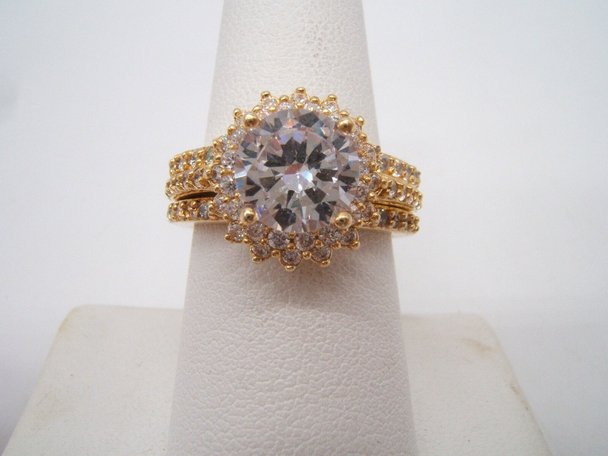 INTERLOCKING STERLING SILVER RINGS BY SETA WITH CZ GOLD PLATED