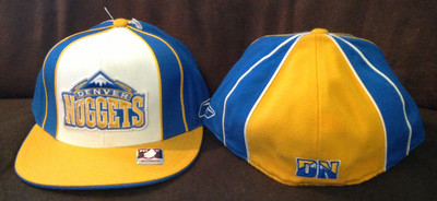 Denver Nuggets REEBOK Fitted Hat Authentic NBA Headwear Blue/White Mens Size 7
