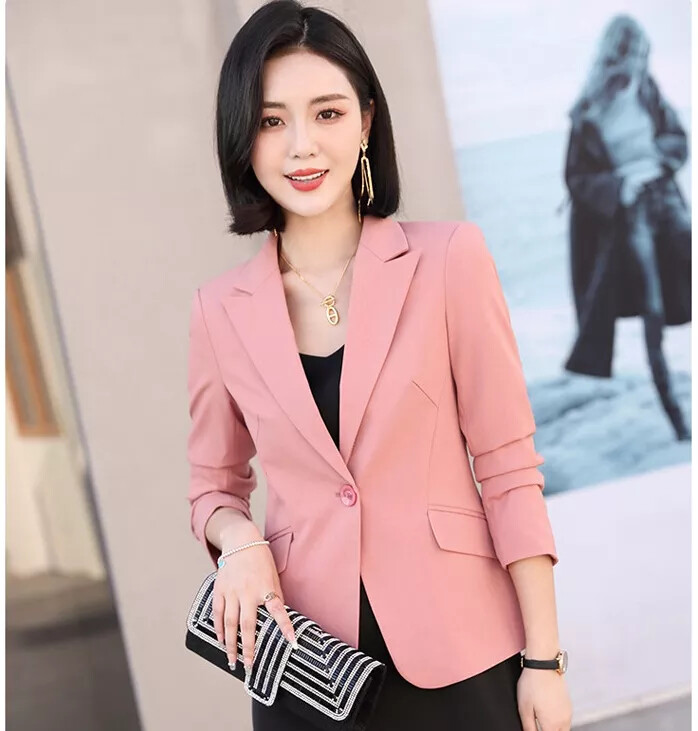 Giacca tailleur donna blazer spezzato ufficio colorata rosa corta