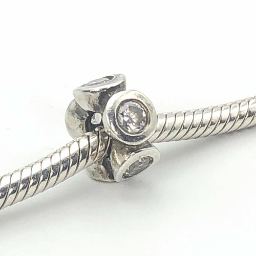 PANDORA Silver Spacer Charm Clear Zirconia | eBay