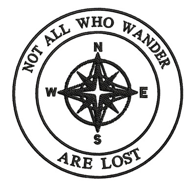 Not All Who Wander Compass Patch Embroidered Iron-on Applique Explore Badge