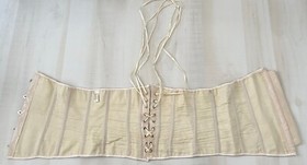 Waist Trainer Corset Lace Up Back  Metal Hooks Front Closure Beige 3XL
