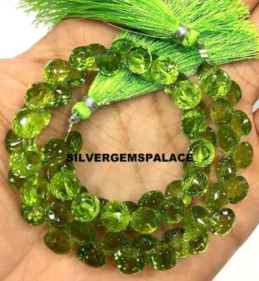 Extremely Rare Natural Peridot Faceted Onion Cut Beads AAAA+ Peridot Gemstone.