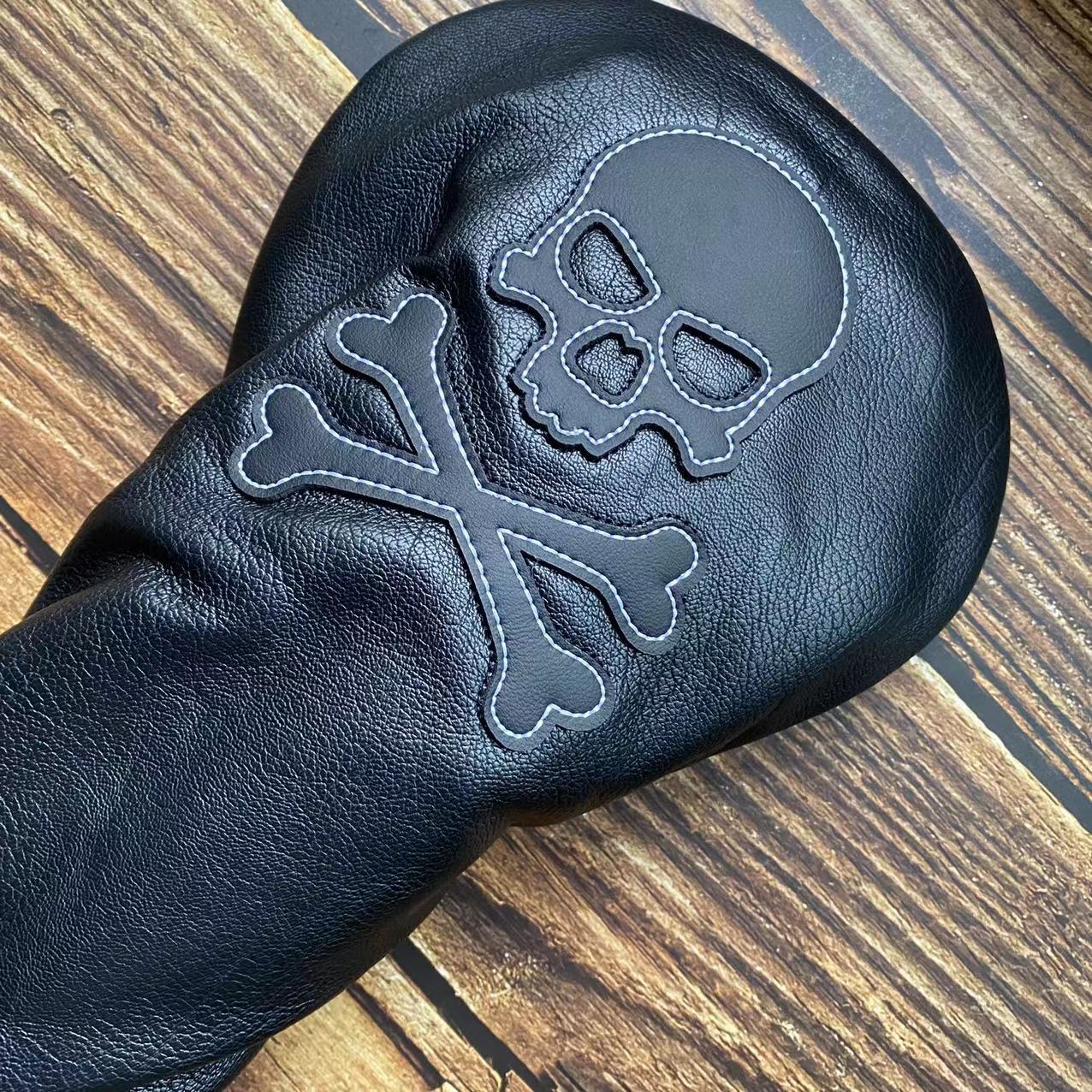 Skull Golf Driver Head Cover Headcover Black Leather Golf Club Cover