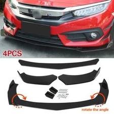 4PCS Universal Car Glossy Black Front Bumper Lip Chin Spoiler Splitter Body Kit