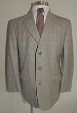 STAFFORD BROWN PLAID 100 WOOL 3 BUTTON SPORT COAT 42S