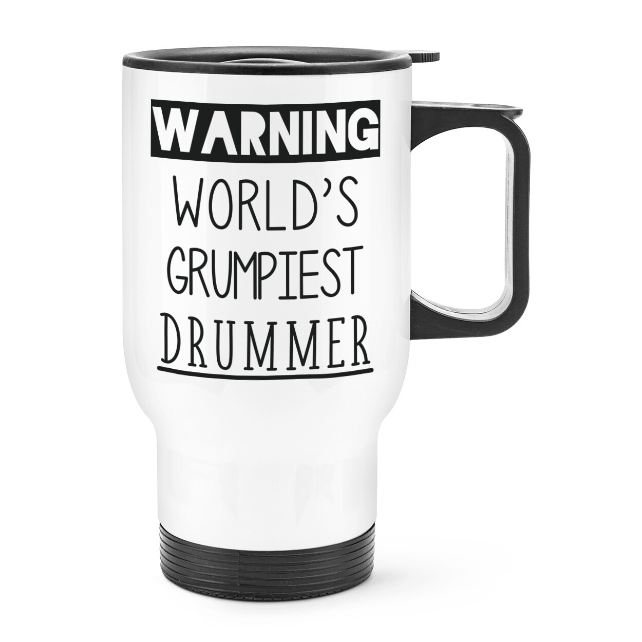Warning World's Grumpiest Drummer Travel Mug Cup With Handle Awesome Best Funny