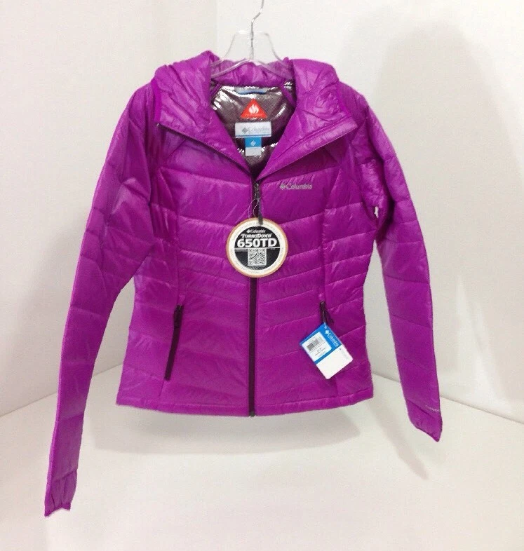 COLUMBIA WOMEN S GOLD 650 TURBODOWN RDL HOODED JACKET DEEP BLUSH SMALL NWT 165