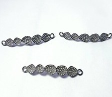Pave Diamond Rosecut Connector 925 Silver Connector Handmade Diamond Connector