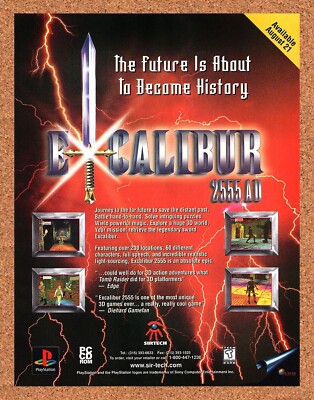 Excalibur 2555 AD PC Original 1998 Print Ad Authentic Video Game Art Promo