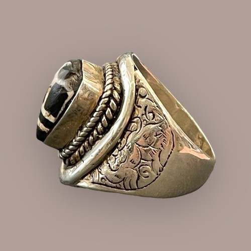 Anello perline dzi tibetano antico tibet originale amuleto gzi guscio di tartaruga longevità - Foto 14 di 24