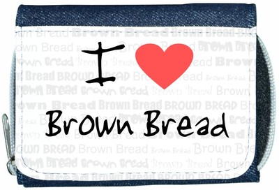I Love Heart Brown Bread Denim Geldbörse