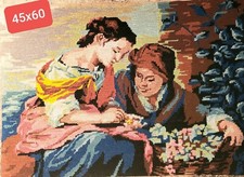 Vintage Needlepoint Tapestry Art ,Made In France, 45x60 in