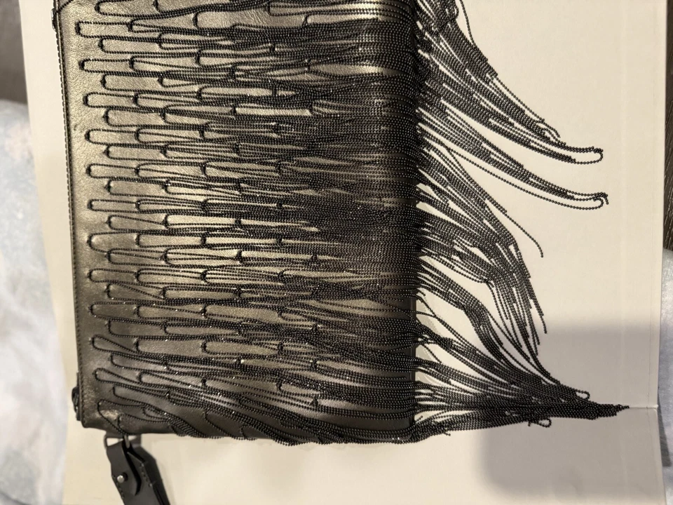 Bandolera/bolsa de mano/muñequera Brunello Cucinelli Monili Waterfall metálica, gris Foto 3 de 4