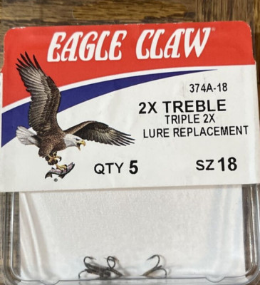 Eagle Claw 374a-14 2x Treble Regular Shank Curved Point Hook Bronze Size 14 per for sale online
