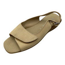 Clarks Springers Beige Nubuck Leather Low Heel Slingback Sandals Size UK 5 Used