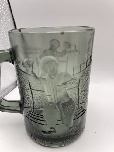 Vintage 1970s McDonald's Smoked Green Glass Mugs Set Of 2. Ronald football, hock - Picture 13 of 13