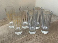 Shot Glasses Polka Dot Set Of 6 Bar Glass Alcohol MCM