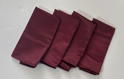 Bed Bath & Beyond Satin Ambrosia Garnet Burgundy 17  Napkin Set Of 4 RN 63262