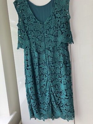 knee length dresses for ladies Kate Puff Sleeve Lace Dress-Dark Green main image 1