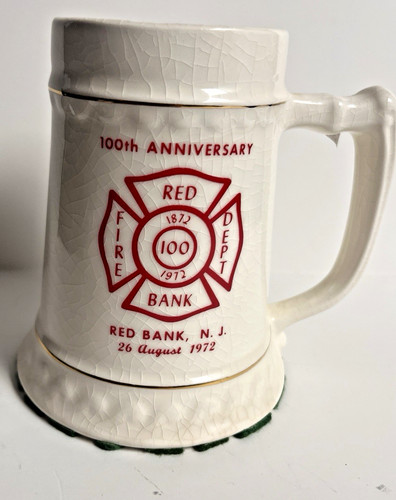 Vintage Red Bank NJ Fire Dept. 100th Year Anniversary 1872-1972 Mug