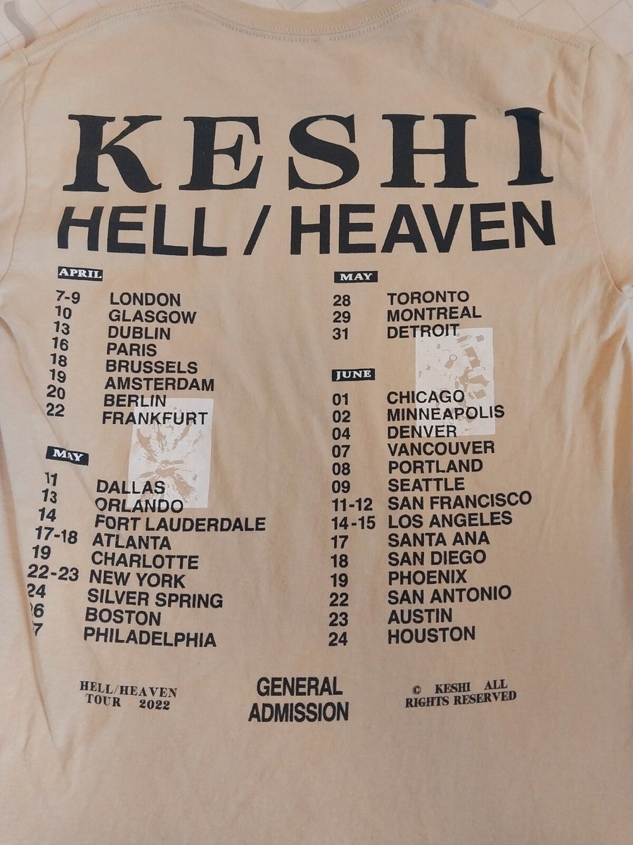 Keshi Hell/Heaven World Tour 2022 Cream Concert T-Shirt SZ S SMALL