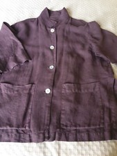 Vintage Oska Brown 100% Linen Boxy Collared Jacket Sz 3 (111)
