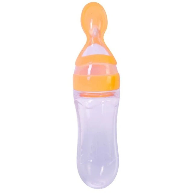 Safe Useful Silicone Baby Bottle With Spoon Food Supplement 