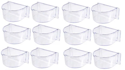 MCAGE Lot of 12 Winged Universal Bird Cage Seed Water Feeder Clear Cups