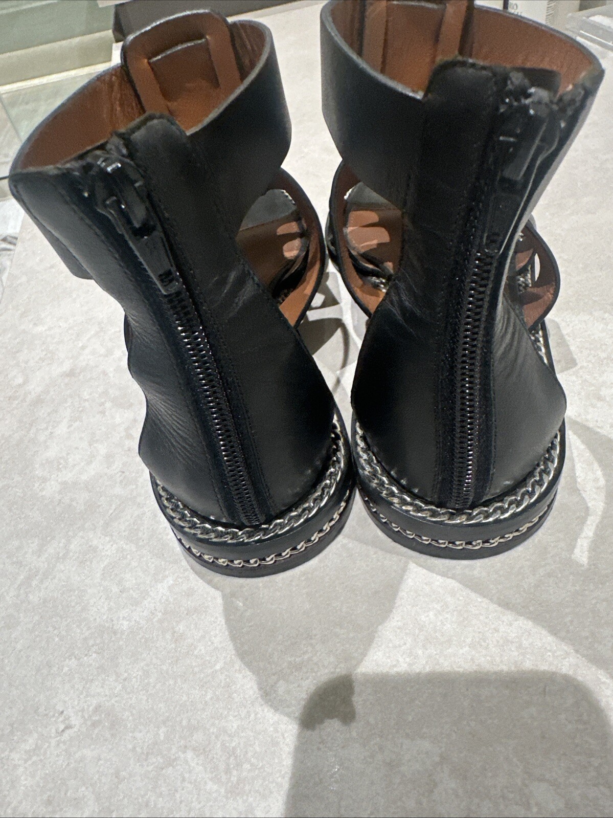 GivenchyLeather Chain-Link Accents Gladiator Sand… - image 3