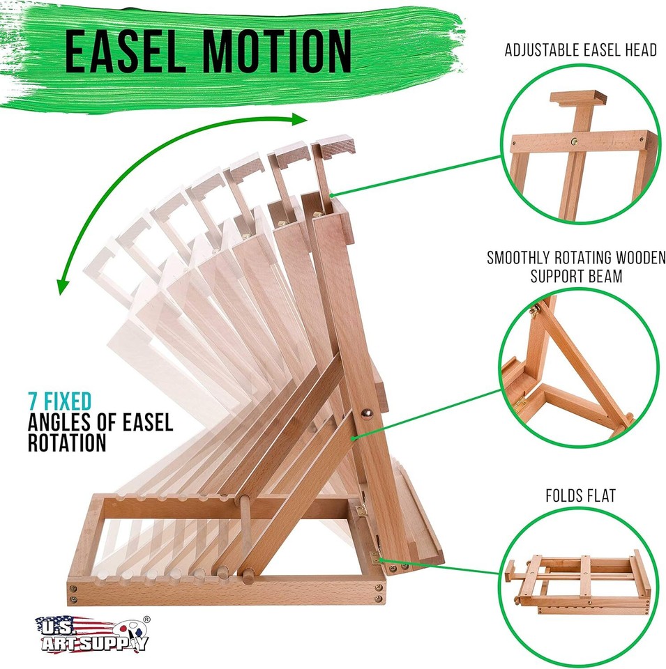 U.S. Art Supply Venice Heavy Duty Tabletop Wooden HFrame Studio Easel