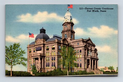Postcard TX Fort Worth Texas Tarrant County Court House c1950s AM3
