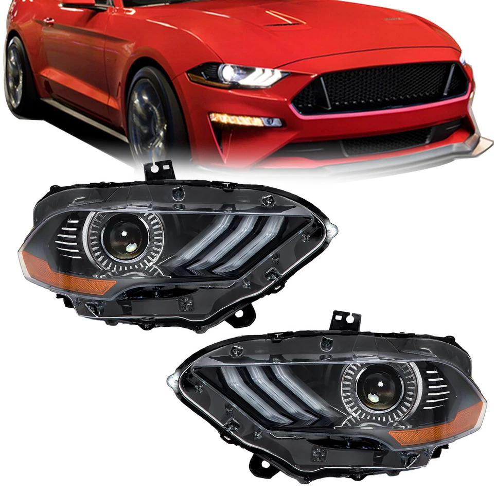 Par de faros proyectores LED completos para Ford Mustang 2018-2020 DRL LH RH Foto 2 de 4