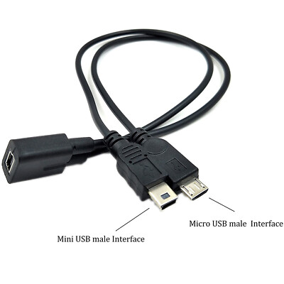 Mini Micro Cable Mini USB Female to Micro USB Male Mini USB Male 2 in 1 Splitter ...