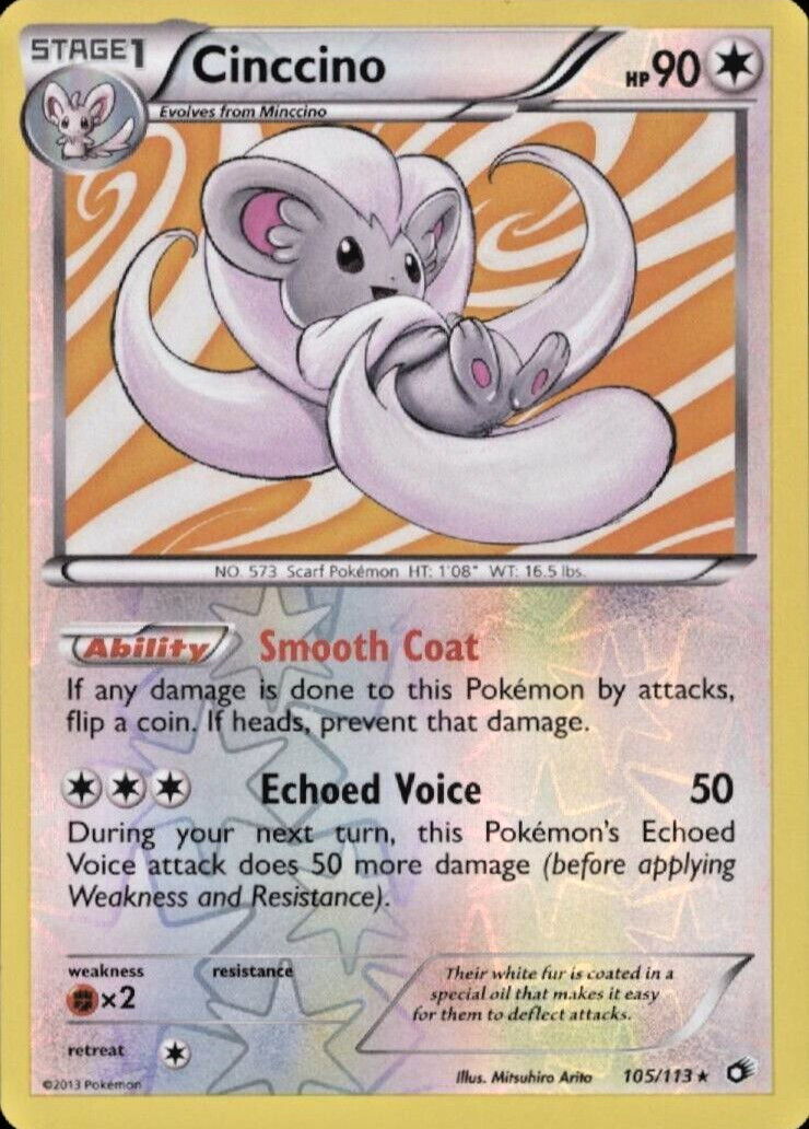 Cinccino Reverse Holo Pokemon Card 105/113 Legendary Treasures VERY GOOD