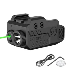 SOLOFISH Rechargeable Flashlight & Green Laser Sight Low Profile for Handgun