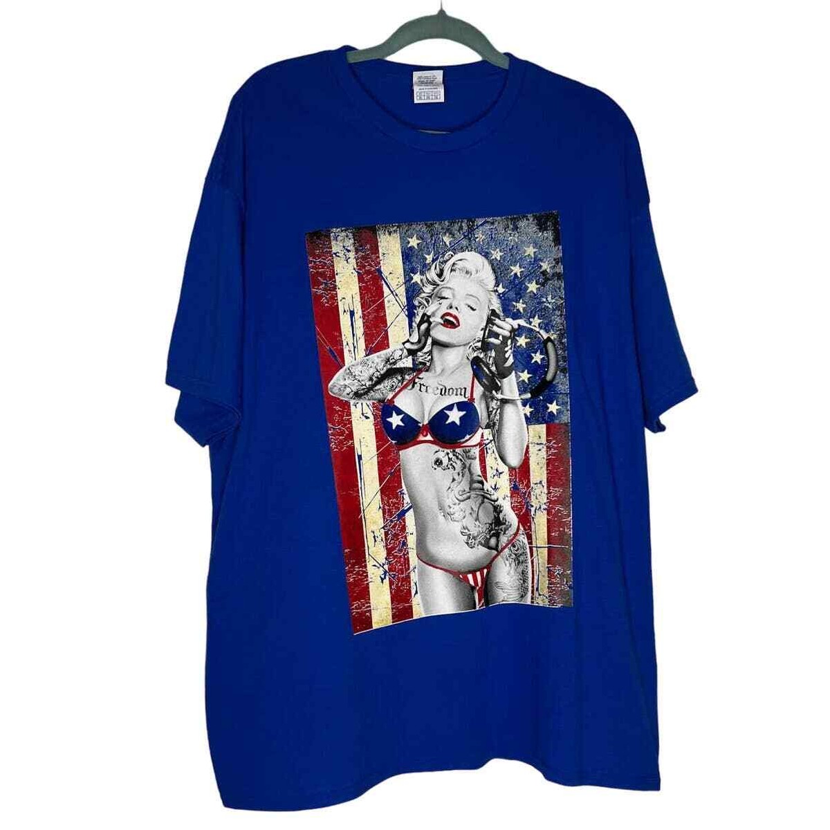 Delta Pro Weight Men's T-shirt Size XL in Blue w/Marilyn Monroe in