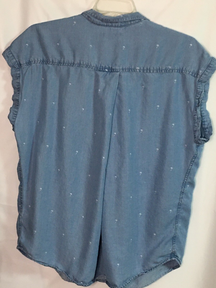 Tunique Jachs Girlfriend Imprimé Palmiers - Manches Courtes En Chambray Lyocell - Taille 2XL - Occasion Très Bon état