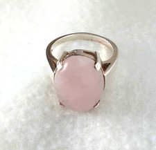 Sterling silver included rose quartz solitaire RING . size 8