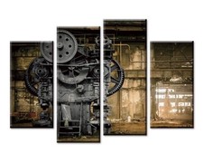 Steampunk Wall Art Industrial Picture Machine Old Factory Painting Print On C...
