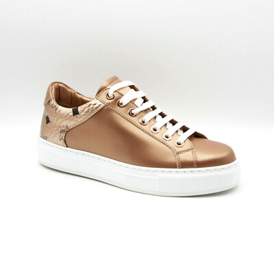 $520 MCM Women's Rose Gold Leather Low-top Sneakers MES9AMM00TC