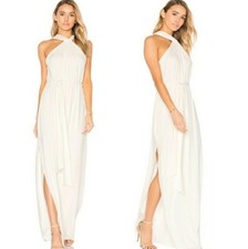 White Halston Heritage Flowy Grecian Style Dress